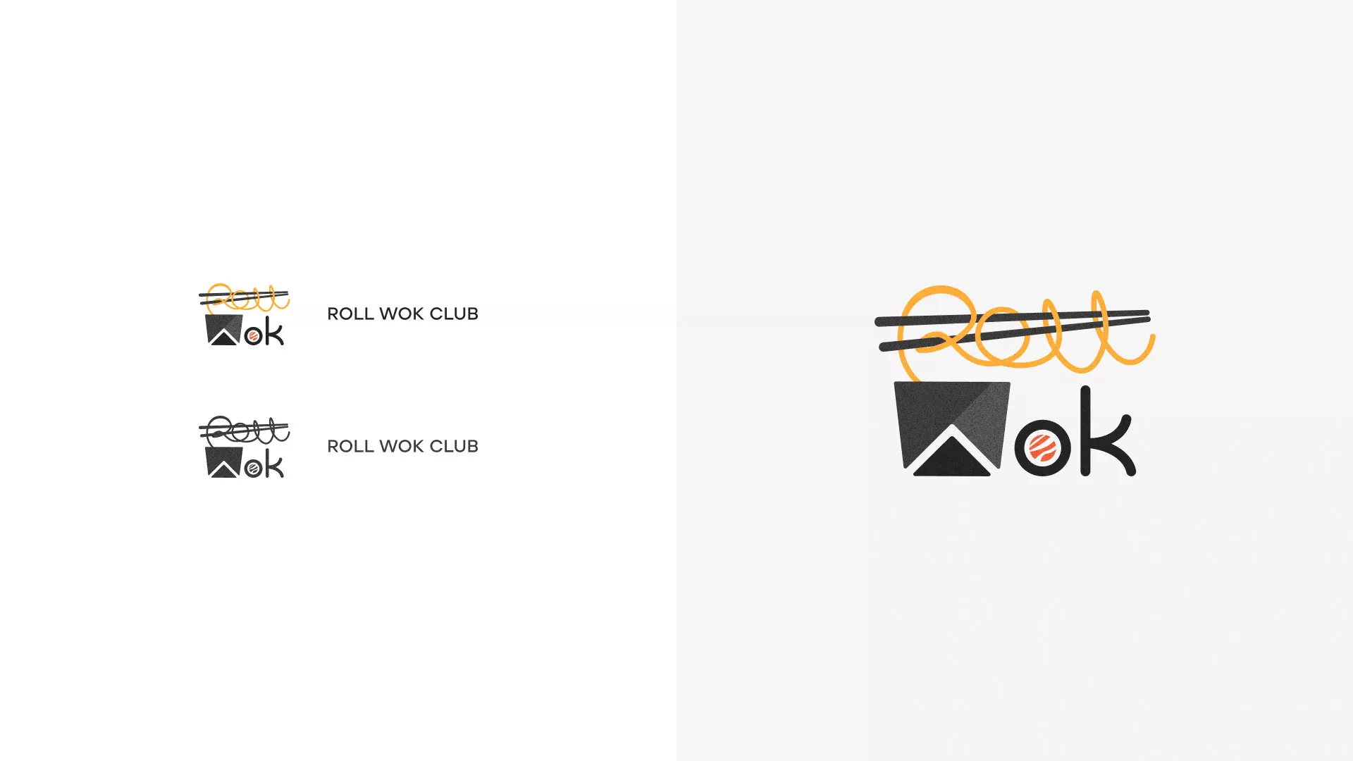 Разработка логотипа суши-бара «Roll Wok Club» в Нижней Туре